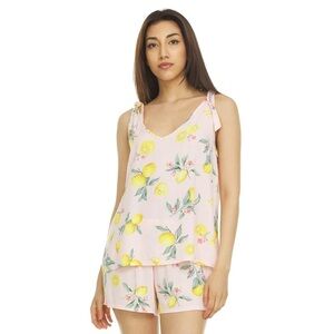 NWT Flora Nikrooz 2-Piece Lemon Print Lounge Pajama Shorts and Top Size XL